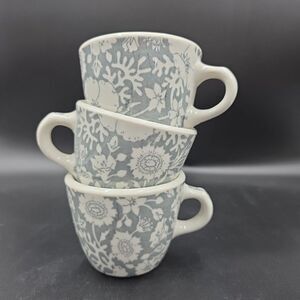 Vintage Wallace China Restaurant Ware Coffee Cups Festival Gray 11-P Set of 3